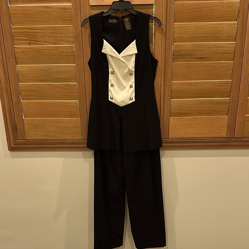 Vintage Liz Claiborne Night Tuxedo-Style one piece jumpsuit